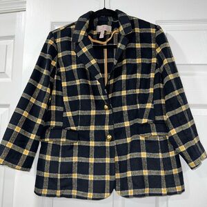 Laurie Felt Annabelle cropped plaid blazer. Size 10